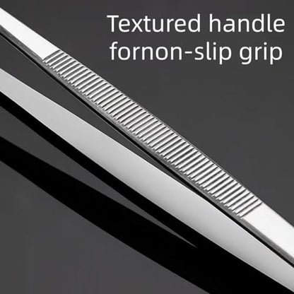 10-Inch Fine-Tip Kitchen Tweezers Tongs, Extra-Long Stainless Steel Cooking Tweezers Dishwasher Safe for Grilling, Baking & Food Prep (2 Parks 10In BBQ Tongs w/Hook) - color: 2 Parks 10in Bbq Tongs W/Hook