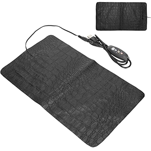 Focket Reptile Heating Pad, Cold Silicone Wire 3 Level Temperature Adjustment Reptile Heat Mat, Terrarium Heating Pad with USB Powered PU Leather Surface for Tortoises Snakes (L) - size: L