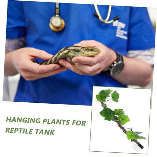 VILLCASE Artificial Jungle Vines Climbing Branch with Suction Cup, Bendable Faux Reptile Habitat Decor for Bearded Dragons, Snakes, Frogs, and Lizards Terrarium