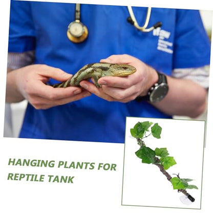 VILLCASE Artificial Jungle Vines Climbing Branch with Suction Cup, Bendable Faux Reptile Habitat Decor for Bearded Dragons, Snakes, Frogs, and Lizards Terrarium