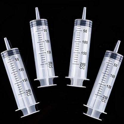 Frienda 4 Packs Large Plastic Syringe Measuring Syringe Tools Dispensing Multiple Uses (200 ml) - size: 200 ml