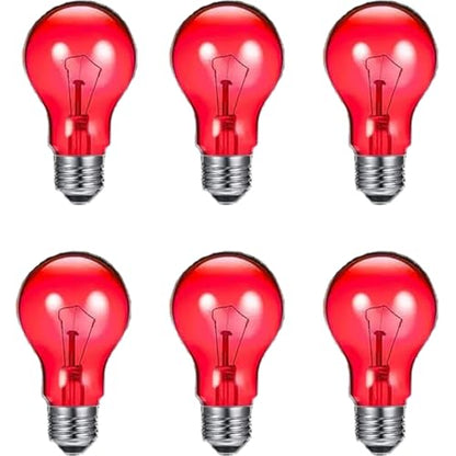 Sxminer 6pcs 100W Reptile Night Heat Lamp Bulbs - Infrared Ceramic Heat Emitter for Terrarium, No Light Disturbance A19 E26 Base 110V for Turtle, Lizard, Chickens Coop((Red)