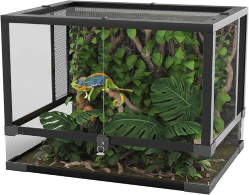 Garvee 34 gal Reptile Tall Glass Terrarium, 24 in x 18 in x 18 in Reptile Tank Double Hinge Door with Top Screen Ventilation, Easy Assembly