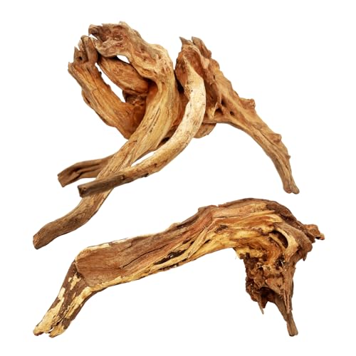 2 PCS Large Natural Aquarium Driftwood 12-16", Aquarium Drift Wood for Fish Tank Decoration, Assorted Size Mopani Wood Twisted Branches Trunk Decor for Freshwater, Reptile Terrarium - color: Mopani Driftwood 12-16in(2PCS)