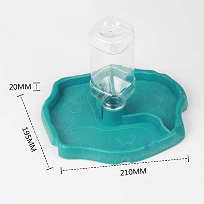POPETPOP Reptile Water Dispenser-Reptile Waterer Automatic Refilling Water Dispenser Tortoise Lizard Turtle Feeding Water Bowl with Bottle(Blue)