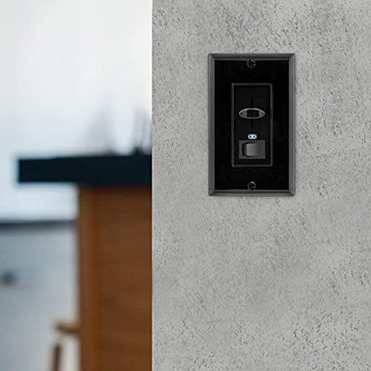Maxxima Dimmer Light Switch, Black, Blue Indicator Light 3-Way/Single Pole | LED Compatible, 600 Watt Max, Wall Plate Included, Dimmable Lamp and Lighting Control - color: Black, size: Single Pack