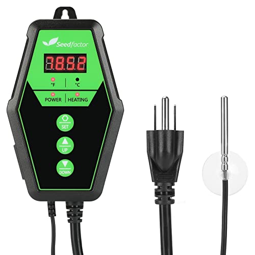 Digital Heat Mat Thermostat Controller for Seed Germination, Reptiles and Brewing Breeding Incubation Greenhouse, 40-108°F, 8.3A 1000W FCC-Certified, UL-Listed