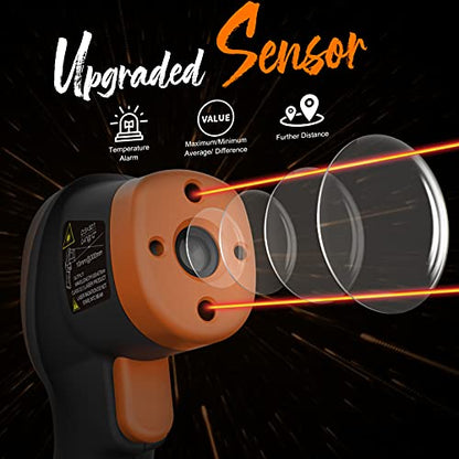 High Temperature Infrared Thermometer, AIOMEST Digital IR Pyrometer 30:1 Measure Temp -58~2732℉, Dual Laser Industrial Termómetro Handheld AI-1500 for HVAC Kilning Casting Pottery Forge - color: Orange