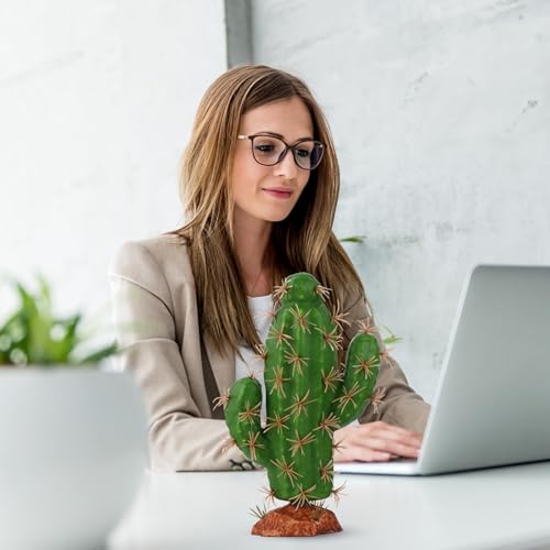 Happyyami Artificial Cactus Terrarium Reptile Tank Plant Decoration Set, 2 Pcs Faux Succulent Ornament for Pet Habitat Landscape, Sturdy Plastic Fake Plants for Reptile Box Decor