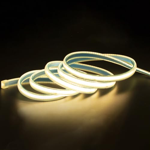 3000K LED Light Strip AC 110V 1M Waterproof Lights 110 Volt Plug-in COB LED Strip Lights 1 Meter Warm White for Outdoor Indoor Kitchen Under Cabinet Lighting (Warm White, 3.28ft) - color: Warm White 3000K, size: 3.28ft