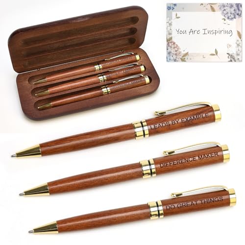 Engraved Wood Pen Set Thank You Gifts for Boss Coworkers Nurses Difference Maker Teacher Gifts for Women Employee Coach Counselor Therapist Leadership Work Christmas Gift Stuff Office Business Pens - color: Difference Maker-Boss, Teacher& Coworker