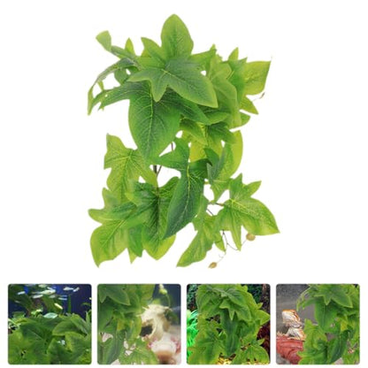 Hemoton Artificial Hanging Plant Ornament for Reptile Terrarium with Suction Cup, 23-Leaf Fake Greenery Decoration for Amphibian Habitat and Indoor Tank Supplies