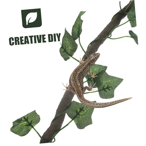 COLLBATH Jungle Vines Artificial Leaf Decor for Reptile Habitats Flexible Vines with Cups and Leaf for Lizards Frogs Snakes and More Green