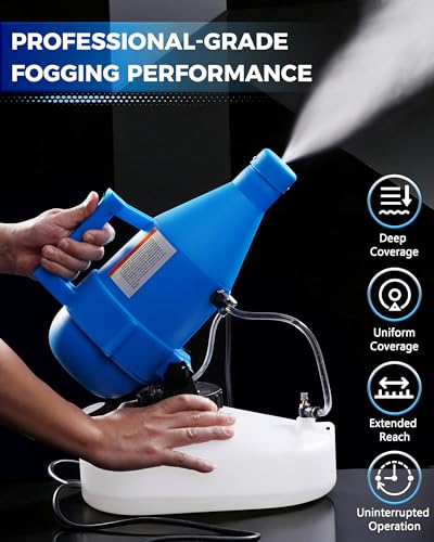 4.5L Electric Fogger Machine, 1400W Portable Sprayer with 30ft Spray Distance & Adjustable Nozzle for Applying Cleaning Solutions in Home, Hotel, School, Yard and Large Indoor Outdoor Spaces