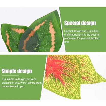 PRETYZOOM 2pcs Reptile Climbing Leaves Artificial Aquarium Plants with Suction Cups, Green Fruit and Purple Perilla Leaf Decorations for Snake, Lizard, Turtle Terrarium Habitat