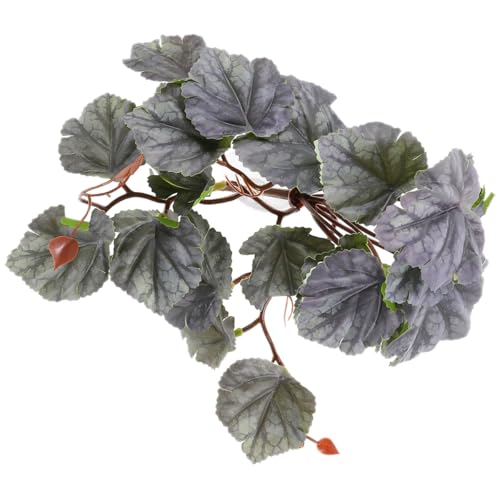 PRETYZOOM Lifelike Hanging Artificial Plant with Suction Cup for Reptile Tank Décor, 23-Leaf Bicolor Begonia Leaves Terrarium Ornament for Amphibian and Snake Habitat