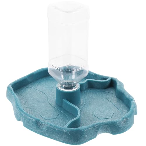 COHEALI Automatic Reptile Waterer and Tortoise Feed Bowl, Portable Refillable Water Dish with Reservoir, Blue Water Feeder for Lizards, Turtles, and Small Reptiles