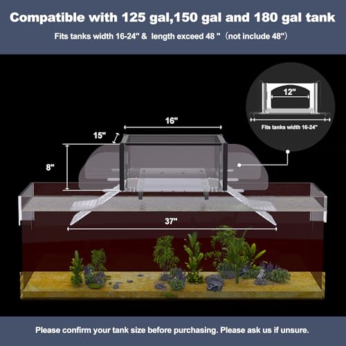Upgraded Dual Ramp Turtle Basking Platform, Extra Large Fits 125 Gallon 150 Gallon 180 Gallon Aquarium Tank, Aquatic Turtles Topper Dock, Turtle Tank Accessories, Non-Slip Ramp & Escape-Proof