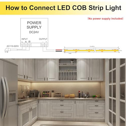 AXMOTUT 16.4ft COB LED Strip Lights Waterproof IP68, 4000K Natural White Outdoor 24V Dimmable Silicone LED Tape Lighting High Density, 4000LM+, 3200LEDs Clips and Screws(Power Supply Not Included) - size: 4000K/16.4ft-IP68