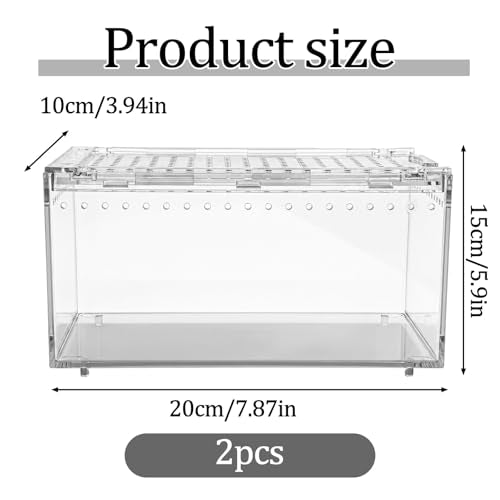 2-Pack Acrylic Terrarium, Large Tarantula Enclosure with Magnetic Lid, Escape-Proof Spider Cage, Hermit Crab Tank, Reptile Habitat for Geckos, Frogs, Isopods