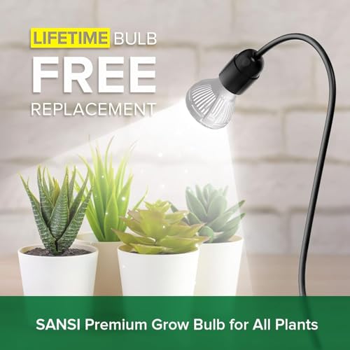 SANSI LED Grow Lights for Indoor Plants, 150W Full Spectrum Gooseneck Clamp Grow Lamp, 10W Power Plant Light with High PPFD for Seeding, Lifetime Free Bulb Replacement Plant Lights for Indoor, 1 Head - size: 1 Head 1 Pack