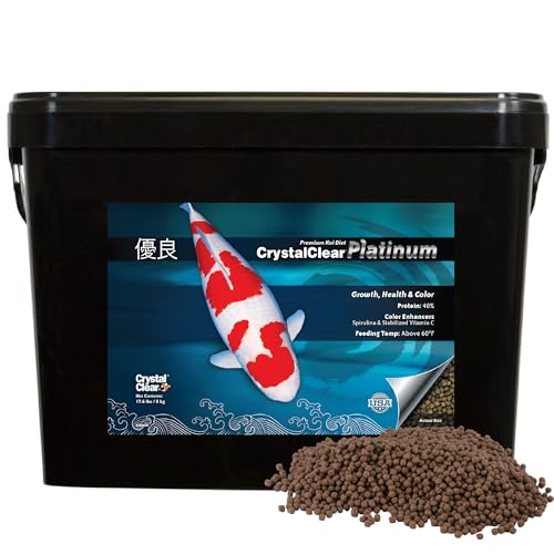 CrystalClear Platinum Fish Food Floating 3mm Pellets, 17.6 lbs | For Koi & Goldfish, premium nutrition to boost growth, color, and wellness in backyard ponds & water gardens - size: 17.6 Pound (Pack of 1)