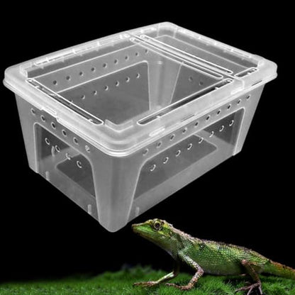 Reptile Terrarium Cage Breeding Box Animal Habitat Tank Container Acrylic Enclosure PP Material Double Opening Stackable Thickened Design Suitable, Clear - color: Clear