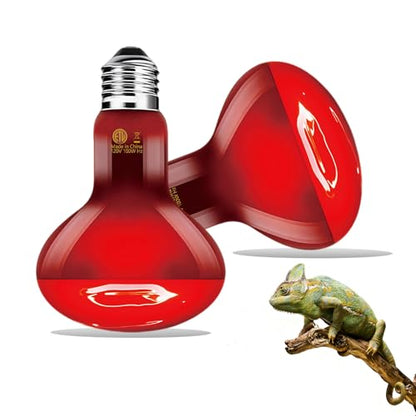 100W Infrared Heat Lamp Bulb, 2-Pack Red Heat Emitter for Reptile & Amphibian Basking – Perfect for Bearded Dragon, Lizard, Turtle, Snake - color: Red