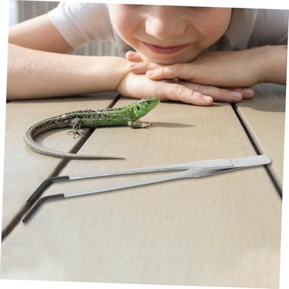 2pcs Reptile Feeding Tongs with Rubber Tips Stainless Steel Curved Tweezers for Easy Operation Aquariums Lightweight and Portable Feeding Tools for Snakes Lizards and Terrariums