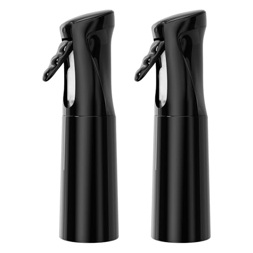 IMPORX Continuous Spray Bottle for Hair 2 Pack (10.1oz/300ml) Home Essentials Spray Bottles for Cleaning Empty Ultra Fine Water Mister Sprayer for Hairstyling Garden Plants Curly Hair Perfume, Black - color: Black