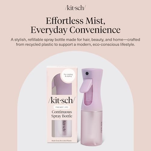 Kitsch Continuous Spray Bottle for Hair – Fine Mist Water Mister & Water Spray Bottle – Recycled Hair Spray Bottle – Spray Bottles for Cleaning, Styling, Plants & More – Sheer Violet, 150ml - color: Sheer Violet