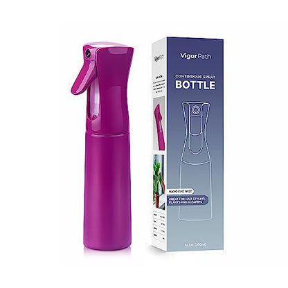 VIGOR PATH Continuous Spray Bottle for Hair – Fine Mist Mister for Hairstyling, Cleaning, Plants, Pets, Barbers, Salons, and Essential Oil Applications (300ml/10 oz) Light Purple - color: Light Purple - 10oz