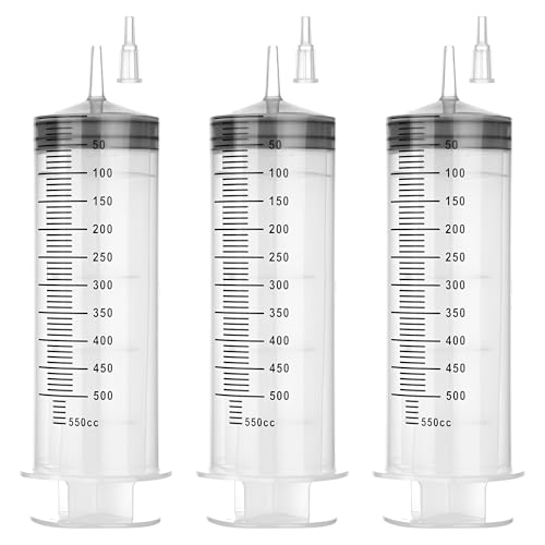 500 ml Large Syringe for Liquids, Syringe Without Needle for Thick Liquids, 3 Pack Individually Wrapped - style: 500 mL