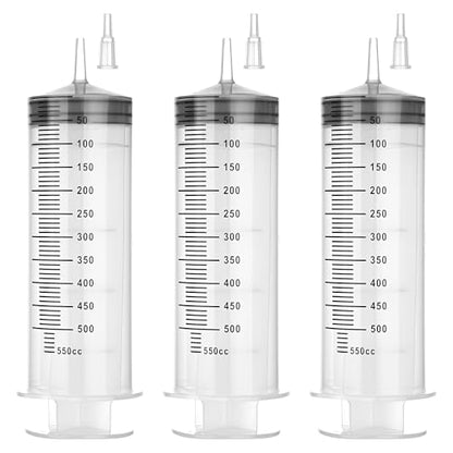 500 ml Large Syringe for Liquids, Syringe Without Needle for Thick Liquids, 3 Pack Individually Wrapped - style: 500 mL