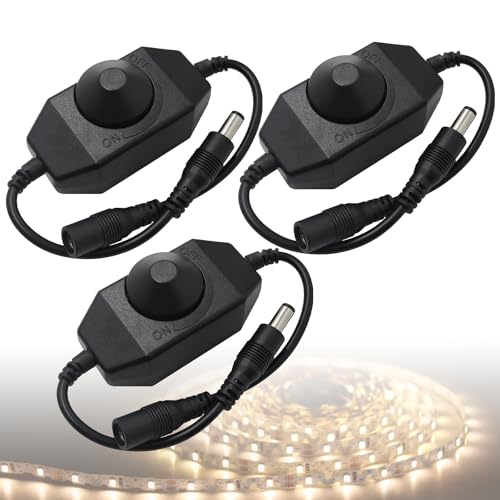 3PCS LED Strip Light Dimmer Switch Cable DC12V-24V LED Tape PWM Rotary Dimmer Controller for LED String Lights - color: 3PCS Dimmer Switch
