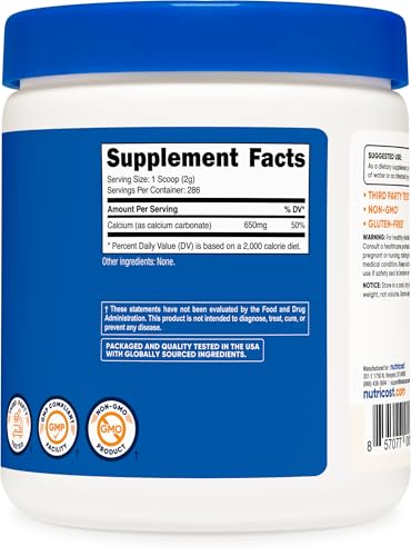 Nutricost Calcium Carbonate Powder 500 Grams (Pack of 2) - size: 17.64 Ounce (Pack of 2)