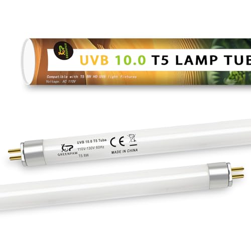 T5 10.0 UVB Light Bulb for Reptiles, 8W HO UVB Reptile Lamp Bulb, 2 Pack 12 Inch UVA UVB Fluorescent Lamp Tube for Bearded Dragon Leopard Gecko Tortoise Lizards - size: 8W-12INCH
