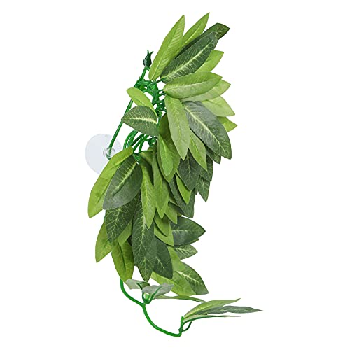 Artificial Reptile Plants Lifelike Plastic Plant Hanging Leaves Decoration with Suction Cup for Reptile Terrarium Fish Tank (T-044 30CM) - size: T-044 30CM