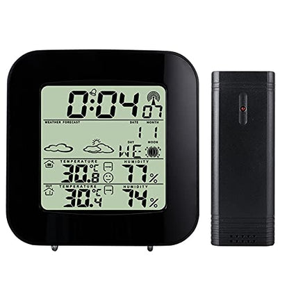 Barometer Indoor and Outdoor Hygrograph with Backlit Clock Electronic Weather Forecast Desk