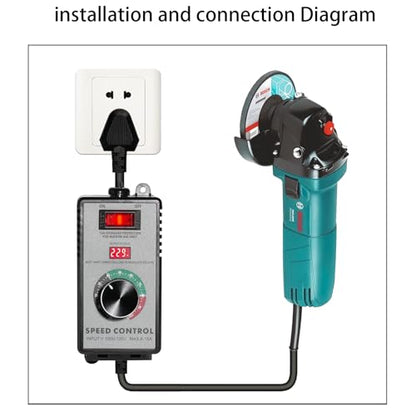 AC Motor Speed Controller 15 A 4000 W Variable Fan Dimmer Switch with LED Display, Heavy Duty for Power Tools, Drill, Fan, Heater (110-120 V US Standard)