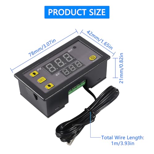 2pcs Digital Temperature Controller W3230 Digital LED Thermostat Switch with Waterproof Probe AC110-220V Programmable Heating Cooling Electronic Thermostat Control -50℃ to 120℃ - color: Ac 110-220v