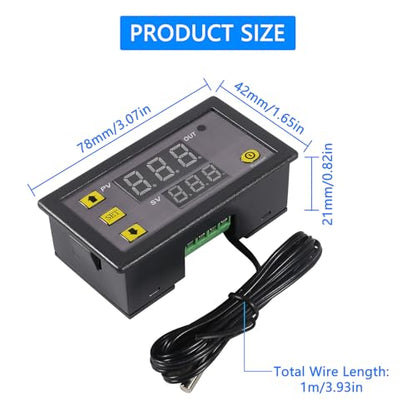 2pcs Digital Temperature Controller W3230 Digital LED Thermostat Switch with Waterproof Probe DC 12V Programmable Heating Cooling Electronic Thermostat Control -50℃ to 120℃ - color: DC 12V