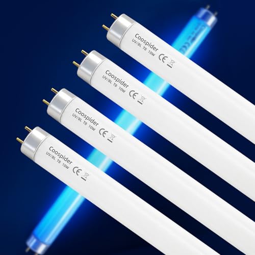 COOSPIDER T8 F10 U/V BL 10W Replacement Light Bulb, CFL Fluorescent Straight Tube Fluorescent Light for Home/Office, 13 Inch Light Tube for 20W Electric Zapper G13 Base, 10W 4PCS - color: 10w-4-packs