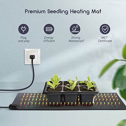 LUXBIRD Durable Waterproof Seedling Heating Mat 10”x 20.75” Warm Hydroponic Heating Pad for Indoor Plants Germination, IP67, MET Standard, LB-HM21W - size: 1 Pack-10"x20.75"