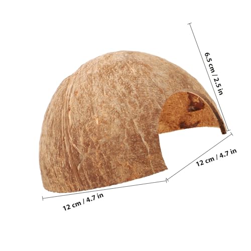 Veemoon Coconut Shell Reptile Hideout Natural Aquarium Shelter Small Lizard Turtle Hermit Crab Habitat Decor 4.72X4.72X2.55In