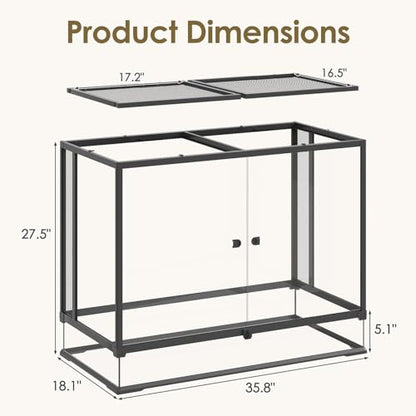 Erinnyees 74 Gallon Reptile Terrarium with Top Screen Ventilation, Snake Habitat with Heating Pad Space, Front Opening Reptile Vivarium with Sliding Cable Outlet for Leopard Geckos, Turtles, Snakes - size: 74 Gallon
