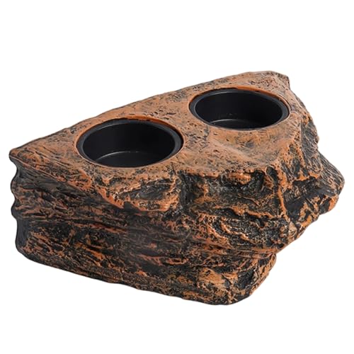 Gecko Feeding Ledge, Magnetic Hanging Reptile Food Dish with 2 Feeding Bowl, for Bearded Dragon Snake Lizard Gecko Ledge, Reptile Food Dish, Crested Tank Accessories, Bearded Dragon F