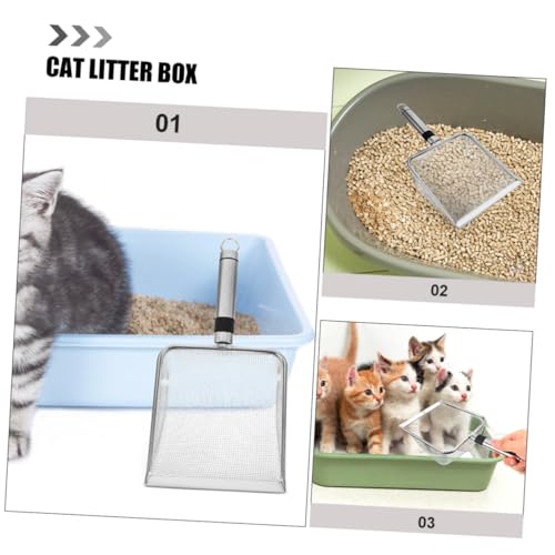 Stainless Steel Cat Litter Scoop Metal Litter Sifter 2.8mm Mesh Large 28.5x14x6cm Sand Shovel Pet Waste Cleaning