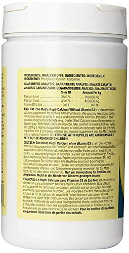Zoo Med Reptile Calcium without Vitamin D3, 12-Ounce - size: 12-Ounce