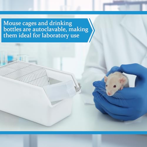 LemonRoad 2 Pack Lab Mouse Breeding Cage 11.8"x7"x5.8" with 250ml Water Drinking Bottle Laboratory Rat Rodent Breeding & Weaning Cage for Small Lab Animals - size: 11.8"x7"x5.8", style: Classic